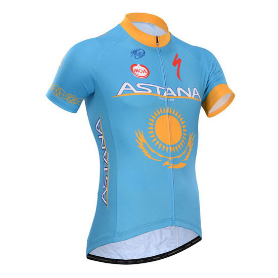 2014 Maillot Astana Tirantes Mangas Cortas celeste